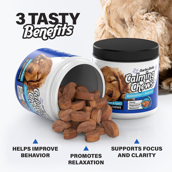 Calming Chews for Dogs Dog Anxiety Relief Promote Relaxation Dog Calming Chews with Melatonin for Dogs Chamomile Magnesium Citrate 90 Soft Chews Chicken Flavor