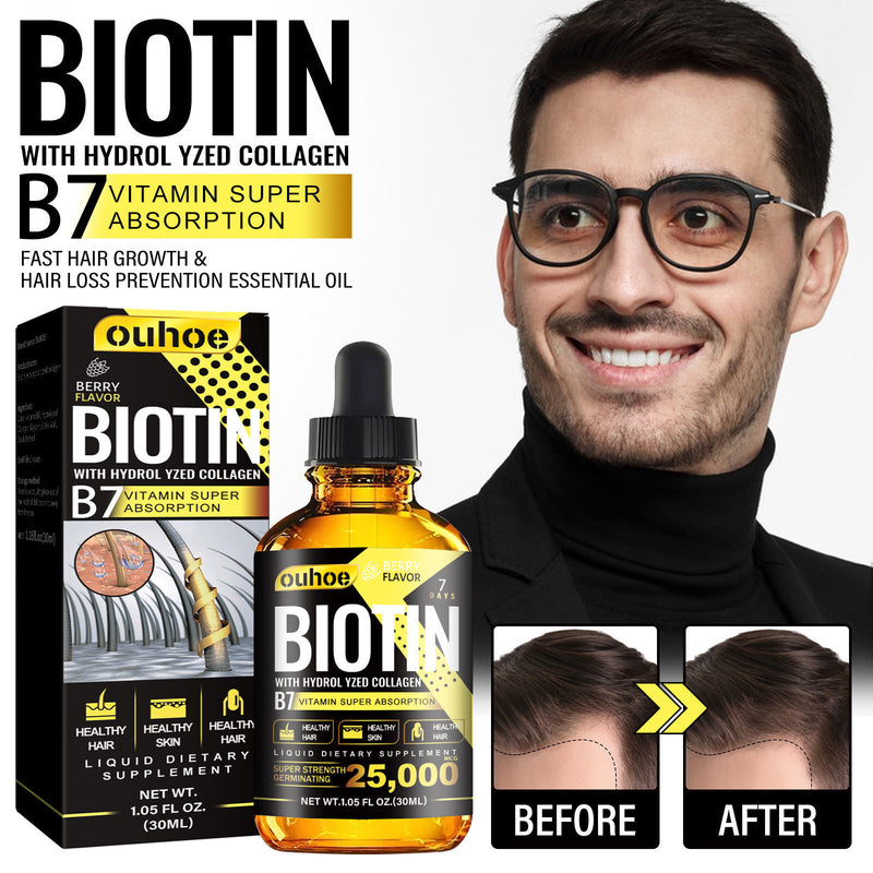 RESEARCH Liquid Biotin & Collagen Hair Growth Drops - Biotin And Liquid Collagen Supplement For Men & Women - Glowing Skin Support, Healthy Hair & Nail Growth