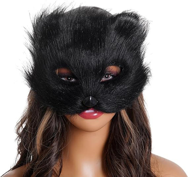 Faux Fox Masquerade Mask and Fox Tail Faux Fox Face Mask Cat Mask