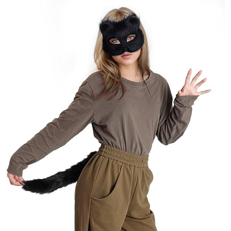 Faux Fox Masquerade Mask and Fox Tail Faux Fox Face Mask Cat Mask