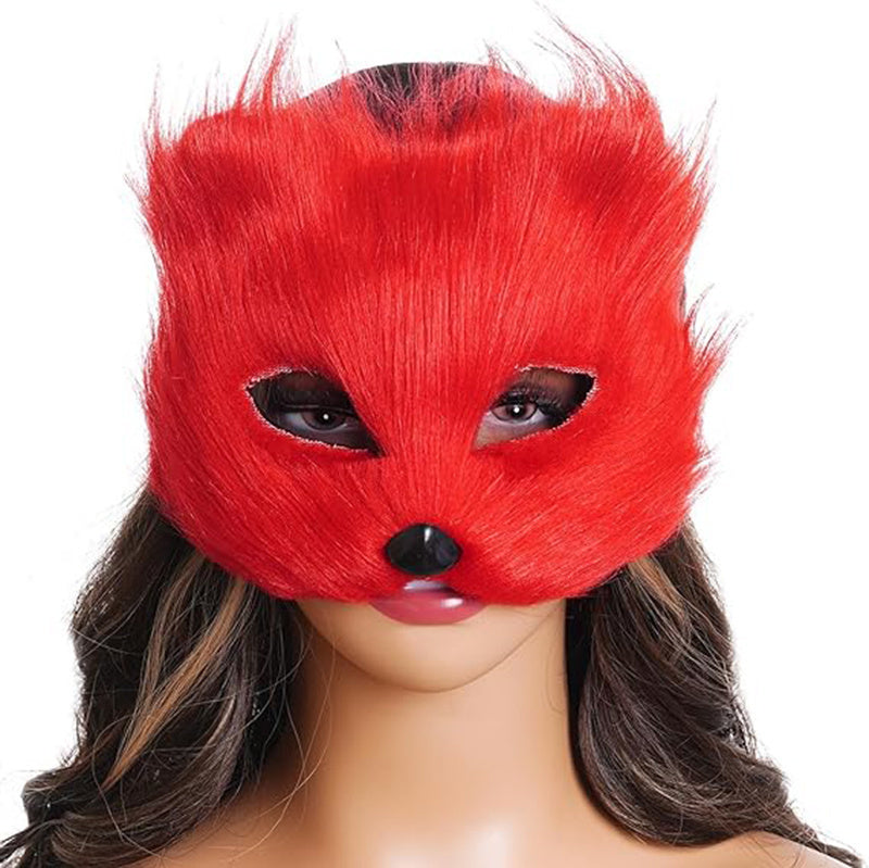 Faux Fox Masquerade Mask and Fox Tail Faux Fox Face Mask Cat Mask