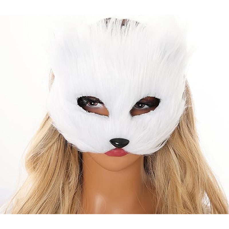 Faux Fox Masquerade Mask and Fox Tail Faux Fox Face Mask Cat Mask