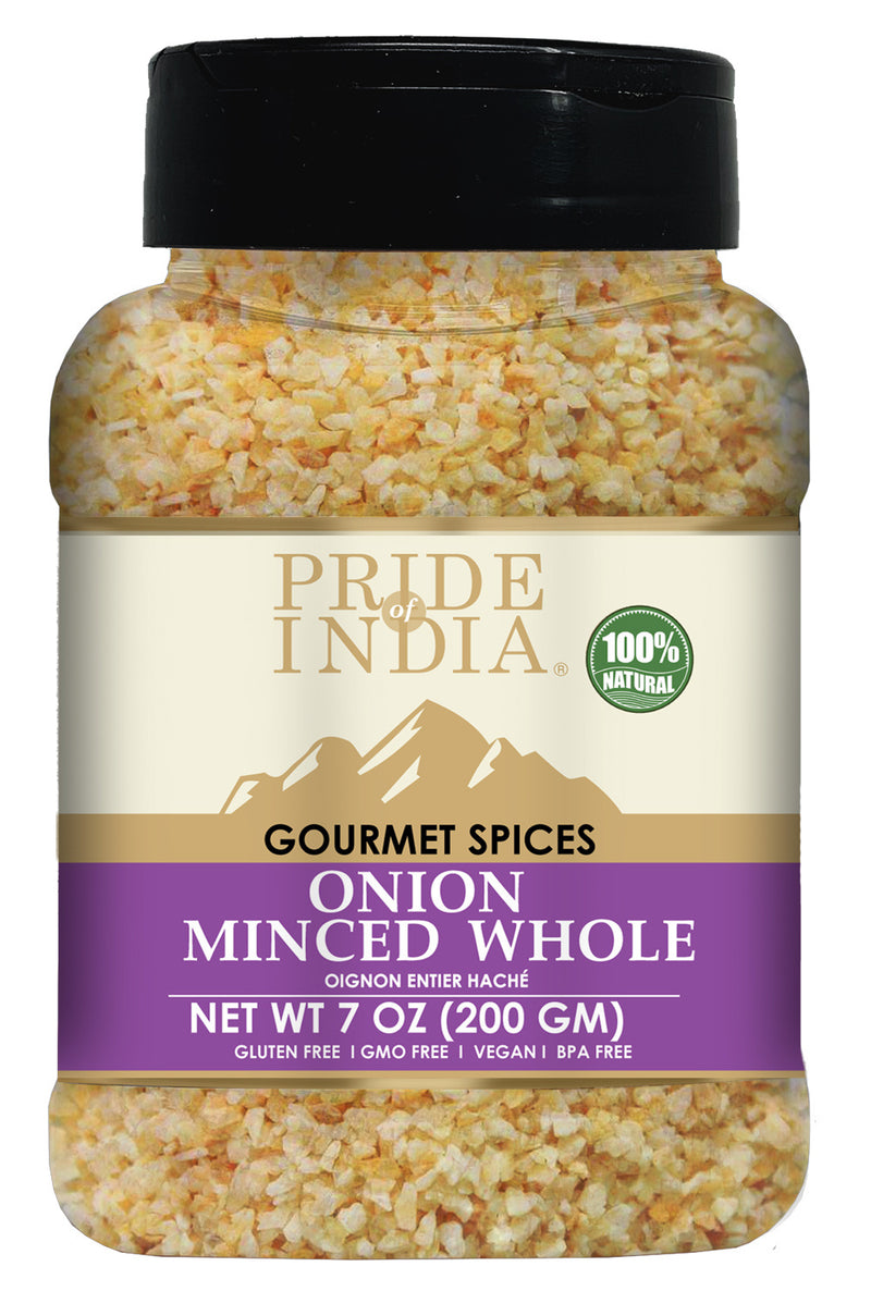 Pride of India - Onion Minced Whole - Gourmet Spice for Cooking - Pantry Essential - Adds Flavor to Sauces/Dips/Rubs/Marinades - Easy to Use