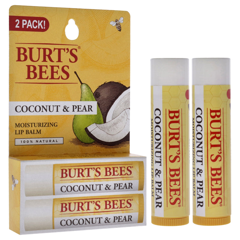 Coconut and Pear Moisturizing Lip Balm Twin Pack by Burts Bees for Unisex - 2 x 0.15 oz Lip Balm