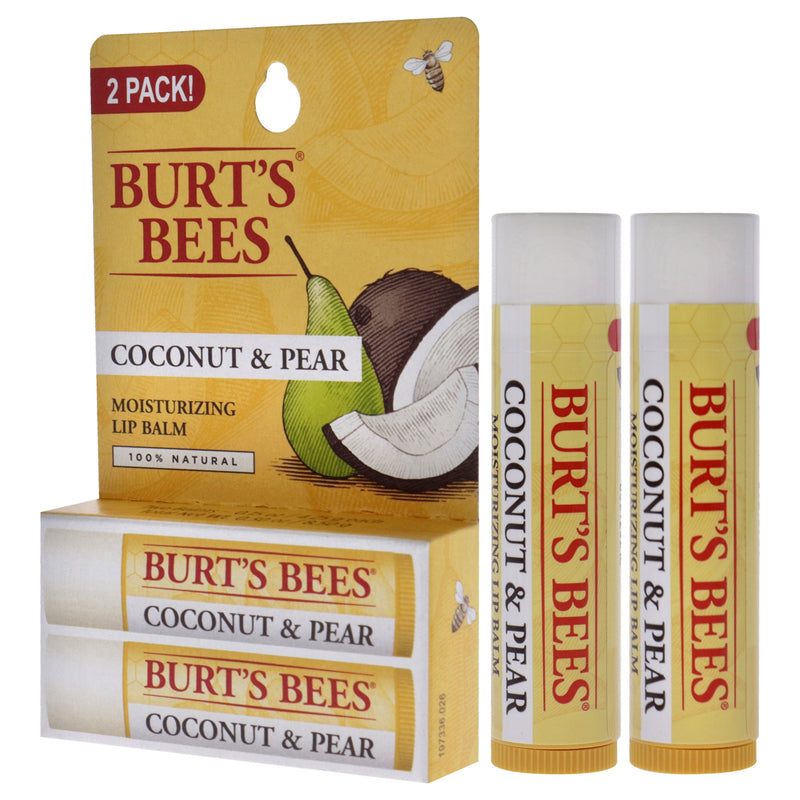 Coconut and Pear Moisturizing Lip Balm Twin Pack by Burts Bees for Unisex - 2 x 0.15 oz Lip Balm