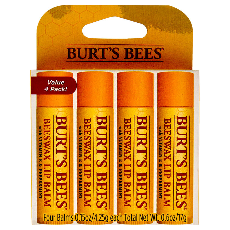 Beeswax Lip Balm Pack by Burts Bees for Unisex - 4 x 0.15 oz Lip Balm