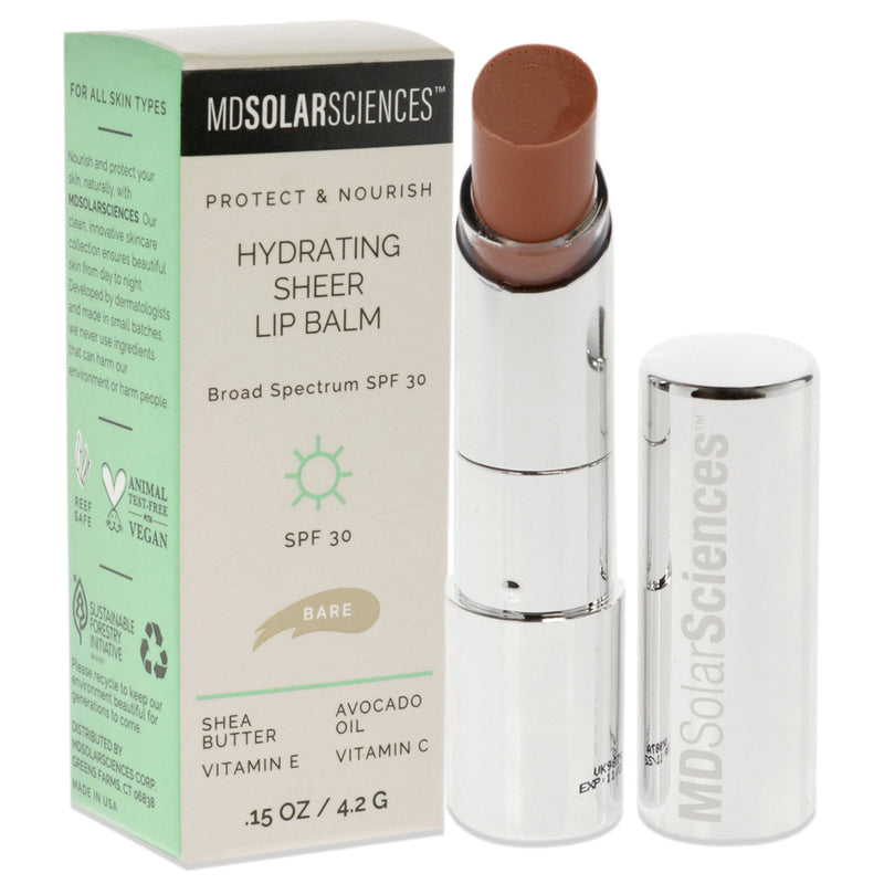 Hydrating Sheer Lip Balm SPF 30 - Bare by MDSolarSciences for Women - 0.15 oz Lip Balm