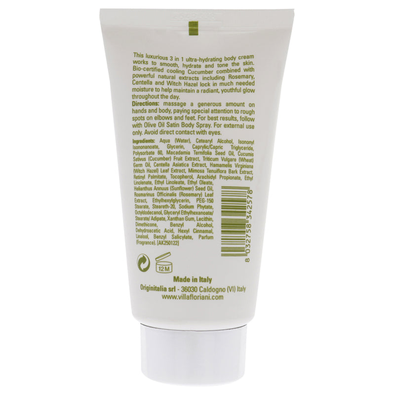 Ultra Hydrating Cucumber Body Cream by Villa Floriani for Women - 2.53 oz Body Cream