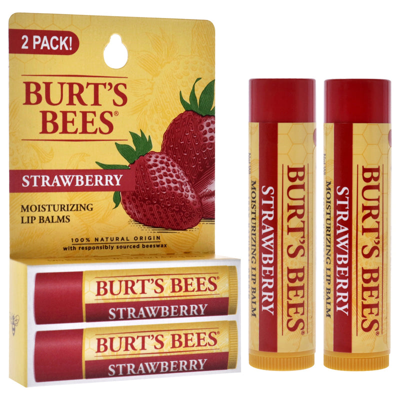 Strawberry Moisturizing Lip Balm Twin Pack by Burts Bees for Unisex - 2 x 0.15 oz Lip Balm