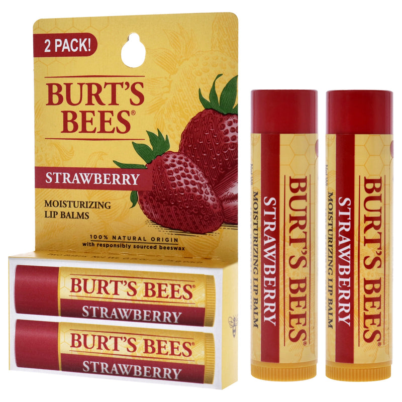 Strawberry Moisturizing Lip Balm Twin Pack by Burts Bees for Unisex - 2 x 0.15 oz Lip Balm