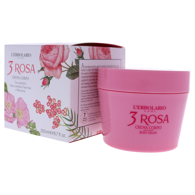 Body Cream - 3 Rosa by LErbolario for Women - 6.7 oz Body Cream