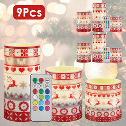 3Pcs/6Pcs/9Pcs quantity options Christmas Flameless LED Candles Deer Flickering Candle Lights Pillar Candles with 3 Lighting Modes Timer Remote Control