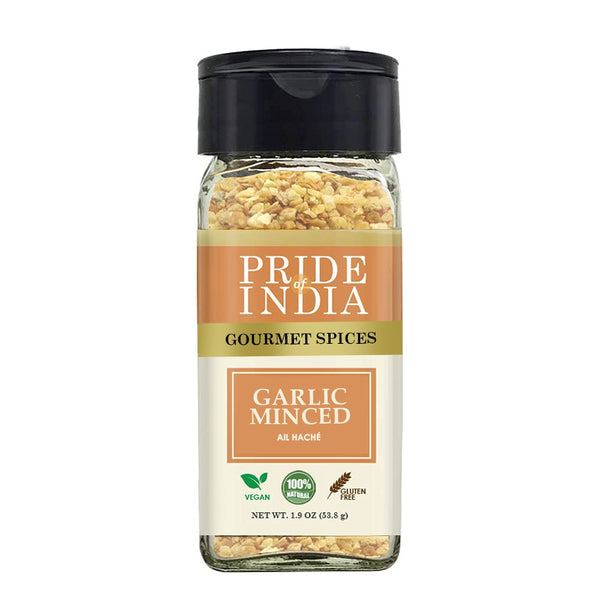 Pride of India - Garlic Minced - Gourmet Seasoning - Ideal for Dips/Sauces/Bread/Salad/Stir-Fries - Ideal Pantry Condiments - Easy to Use