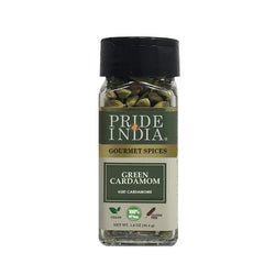 Pride of India - Green Cardamom Whole - Gourmet & Aromatic Spice - Flavoring agent for bakes/teas/drinks & more - Full Bodied Green Pods - 1.6 oz. Small Dual Sifter Bottle