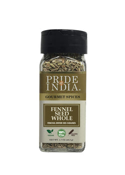 Pride of India - Fennel Seed Whole - Gourmet Spice - Fresh & Aromatic - Mouth Freshener - GMO/Gluten Free - Flavoring for bakes, meat & more - Easy to Use - 1.7 oz. Small Dual Sifter Bottle