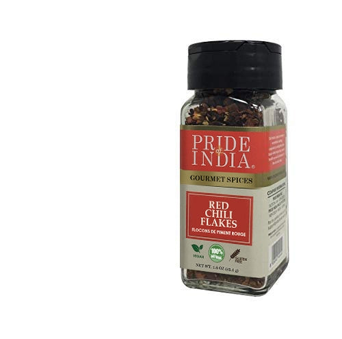 Pride of India - Red Chili Flakes - Gourmet Spice/ Culinary Must Have - Pleasant Heat/ Distinct Flavor & Aroma - Sprinkle onto Pizza/Pasta/Flatbread - Easy to Use - 1.6 oz. Small Dual Sifter Jar