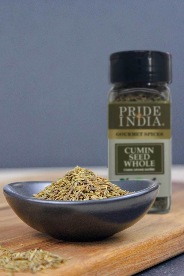 Pride of India | Cumin Seed Whole 1.8 oz (51.02 gm) Small Dual Sifter Jar | Gourmet Indian Spice | Adds Excellent Flavor, Aroma | Perfect for Lentil Dishes, Rice Pilafs, Vegetable Stir-Fries, Curries