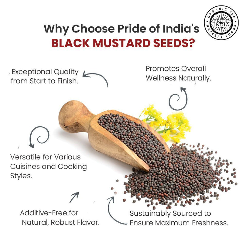 Pride of India | Black Mustard Seed 2.9 oz (82 gm) Small Dual Sifter Bottle | Gourmet & Vegan Indian Spice | Pungent/Spicy Flavor | Dry Seasoning | Gluten Free & Non-Bioengineered | Easy to Use