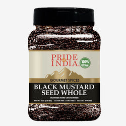 Pride of India | Black Mustard Seed 12 oz (340 gm) Medium Dual Sifter Bottle | Gourmet & Vegan Indian Spice | Pungent/Spicy Flavor | Dry Seasoning | Gluten Free & Non-Bioengineered | Easy to Use