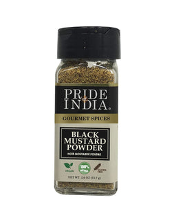 Pride of India - Black Mustard Seed Ground - Perfect Ingredient in Spice Blends - Spice up Pickles/Curries/Stews - Additives Free/Gourmet Spice - Easy to Use - 2.6 oz. Small Dual Sifter Bottle