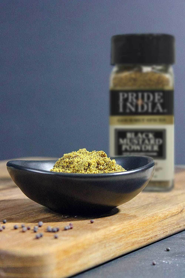 Pride of India - Black Mustard Seed Ground - Perfect Ingredient in Spice Blends - Spice up Pickles/Curries/Stews - Additives Free/Gourmet Spice - Easy to Use - 2.6 oz. Small Dual Sifter Bottle