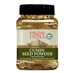 Pride of India | Cumin Seed Ground 8 oz (226.79 gm) Medium Dual Sifter Bottle | Traditional Indian Spice | Seasoning spice for Curries/Lentils/Chicken/Meat | Easy to Store