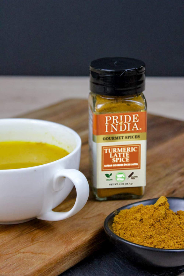 Organic Turmeric Latte Spice MixPride of India - Turmeric Latte Spice Mix - Gourmet & Warm Tea Spice Blend - Healthy/Gluten-Free - Ideal for Lattes/Smoothies/ Golden Milk - Easy to Use