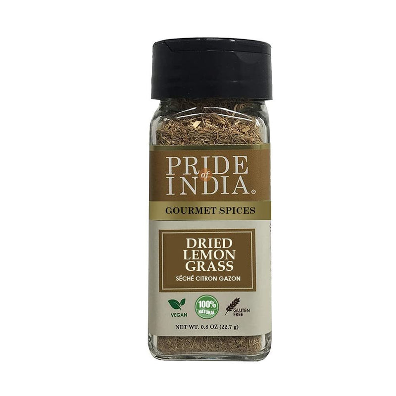 Pride of India | Lemongrass Fine Cut & Sifted 0.8 oz (22.7 gm) Small Dual Sifter Bottle | Ideal for Cooking & Drinks | Perfect seasoning for Soups/Salads/Marinades | Easy to Use | Vegan