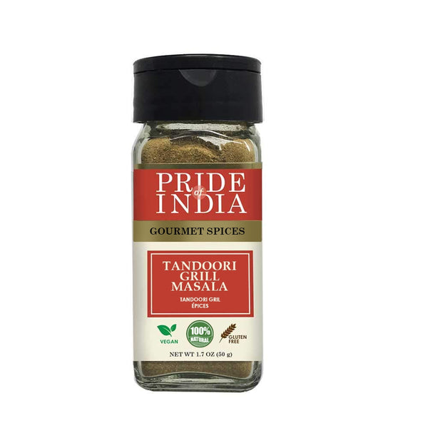 Pride of India | Tandoori Grill Masala1.5 oz (42.52 gm) | Blend of Exotic & Gourmet Spices | Tangy, Spicy, Smoky Flavor | Perfect for Chicken, Lamb Chops, Chickpea, Paneer | Vegan, Gluten-Free