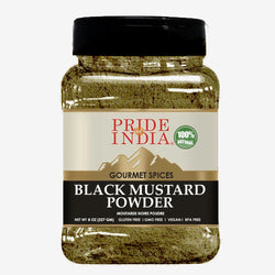 Pride of India - Black Mustard Seed Ground - Perfect Ingredient in Spice Blends - Spice up Pickles/Curries/Stews - Additives Free/Gourmet Spice - Easy to Store - 8 oz. Medium Dual Sifter Bottle