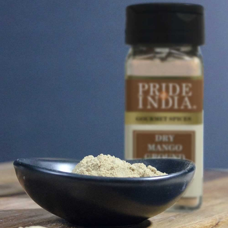 Pride Of India - Natural Dry Mango (Amchur) Powder - 2.2 oz Dual Sifter Jars, Vegan Sun, Dried Spice, Best for Chutneys, Soups