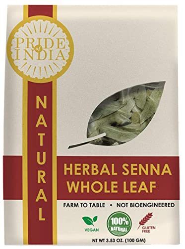 Pride Of India | Natural Senna Herbal Tea Leaf Whole 3.53 oz (100gm) | Relaxing, Caffeine Free, Night Time Tea | Non-Bioengineered, Vegan, Gluten-Free