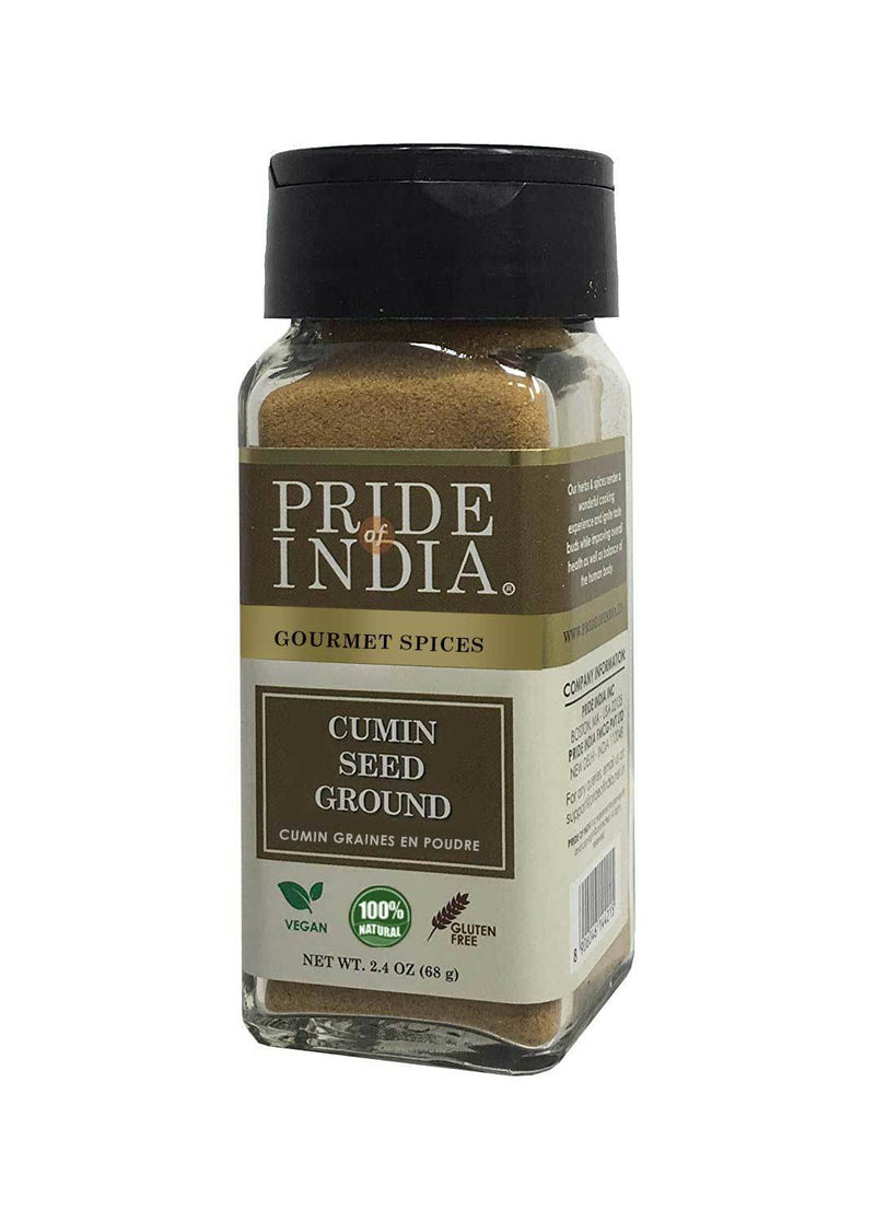 Pride of India | Cumin Seed Ground 2 oz (56.69 gm) | Rich, Earthy, Warming Flavor | Perfect for Tacos, Burritos, Curries, Pilaf, Marination, Vegetable Stir-Fries, Soups | Gluten-Free, Vegan