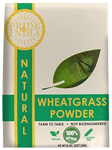 Pride Of India - Natural Wheatgrass Powder - Half Pound (8oz - 227gm) Vegan Antioxidant Rich Powerful Superfood - Instantly mixes into Juices, Smoothies, Blends, Greens. 32+ Servings - Caffeine Free