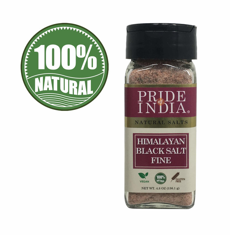 Pride Of India - Himalayan Black Rock Salt - Fine Grind, (4.8 oz) - Kala Namak, Contains 84+ Minerals, Perfect for Cooking, Tofu Scramble