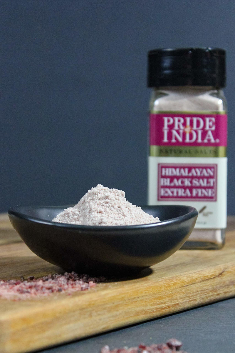 Pride Of India - Himalayan Black Rock Salt - Fine Grind, (4.8 oz) - Kala Namak, Contains 84+ Minerals, Perfect for Cooking, Tofu Scramble