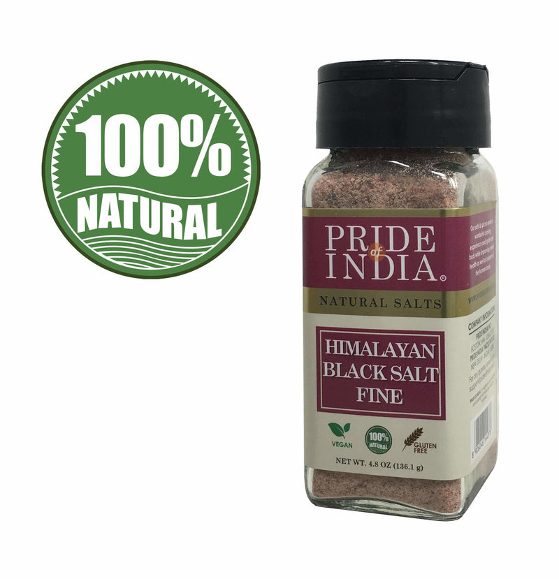 Pride Of India - Himalayan Black Rock Salt - Fine Grind, (4.8 oz) - Kala Namak, Contains 84+ Minerals, Perfect for Cooking, Tofu Scramble