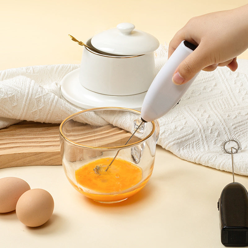 Mini Stainless Electric Handheld Egg Beater Household Kitchen Steel Coffee Milk Tea Blender Beat up the Cream Stirring