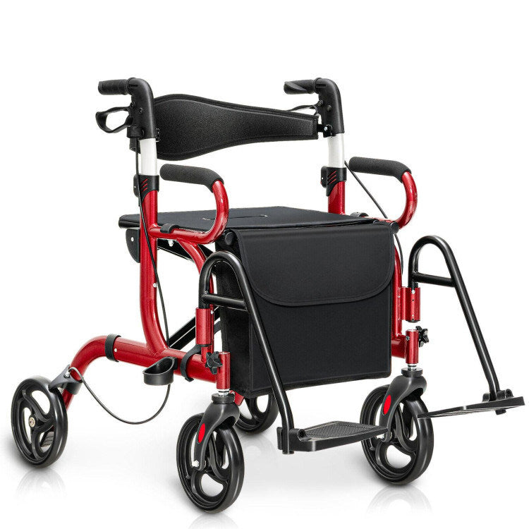 Folding Rollator Walker with 8-inch Wheels and Seat