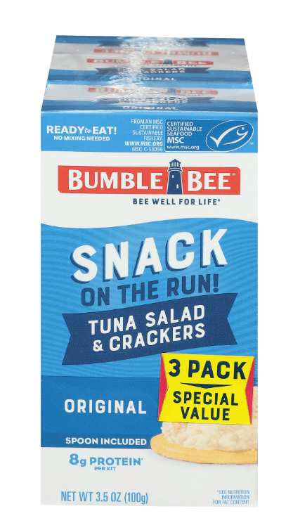 Bumble Bee Snack on the Run! Tuna Salad with Crackers, 3.5 oz kits, 3 pack