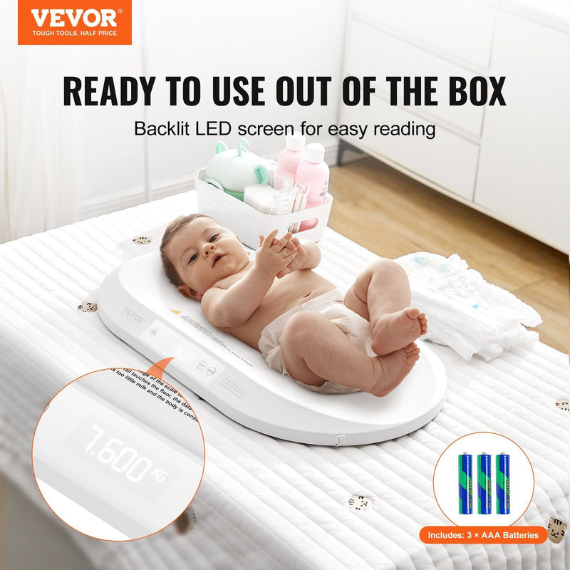 VEVOR Baby Scale Smart Bluetooth Infant Digital Scale with Measuring Tape 88LBS