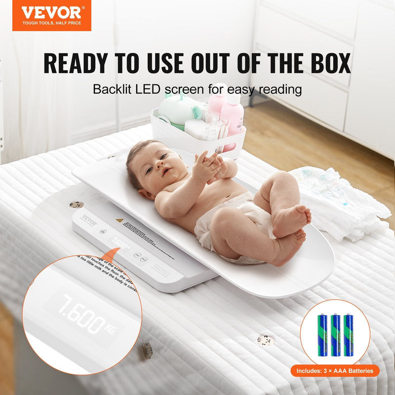 VEVOR Baby Scale Infant Weight Scale with Hold & Tare Function and 5 Units 66LBS