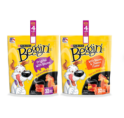 Purina Beggin' Strips Dog Treats, Bacon & Bacon and Cheese Flavors, 32 oz., 2 pk.