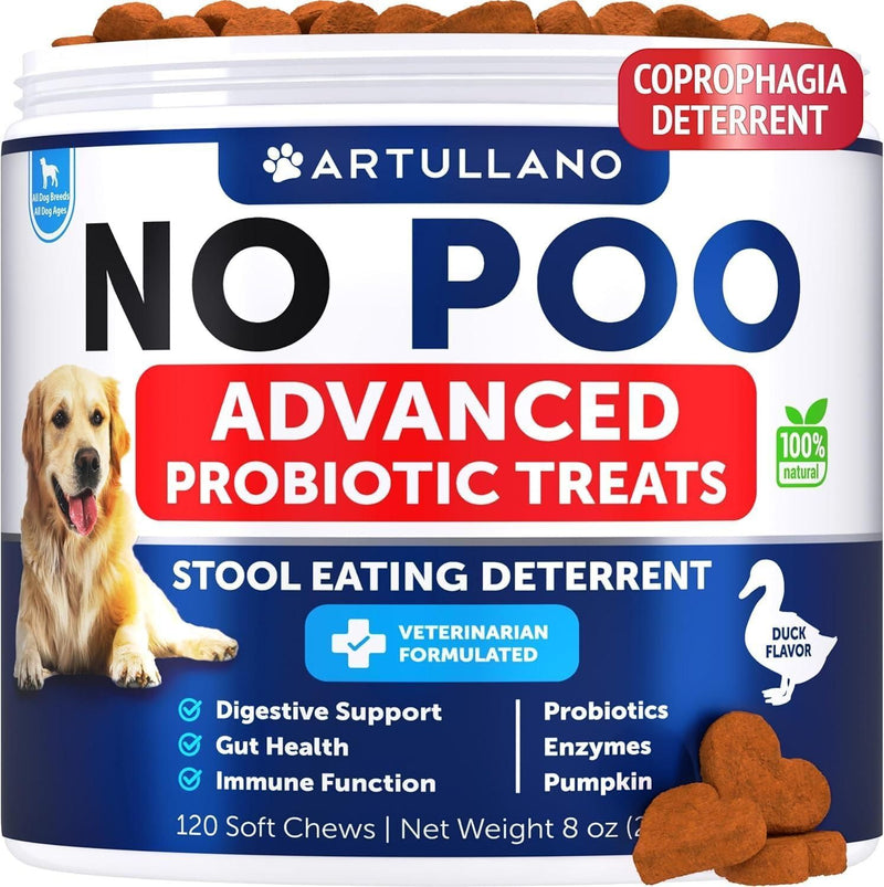 No Poo Chews for Dogs Puppy Coprophagia Stool Eating Deterrent Prevent Dog from Eating Poop Stop Eating Poop Treats with Probiotics & Enzymes Immune Digestive Gut Health Support Supplement